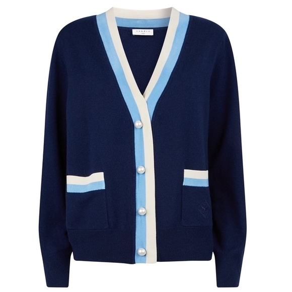 Sandro Clotilde Stripe Wool & Cashmere Cardigan 015500 - Picture 3 of 14